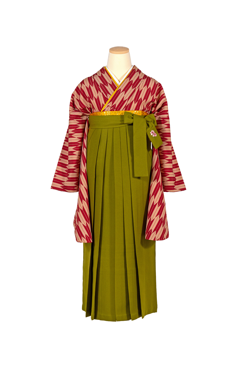 赤/ベージュ矢羽根　L寸_カンサイ黄緑